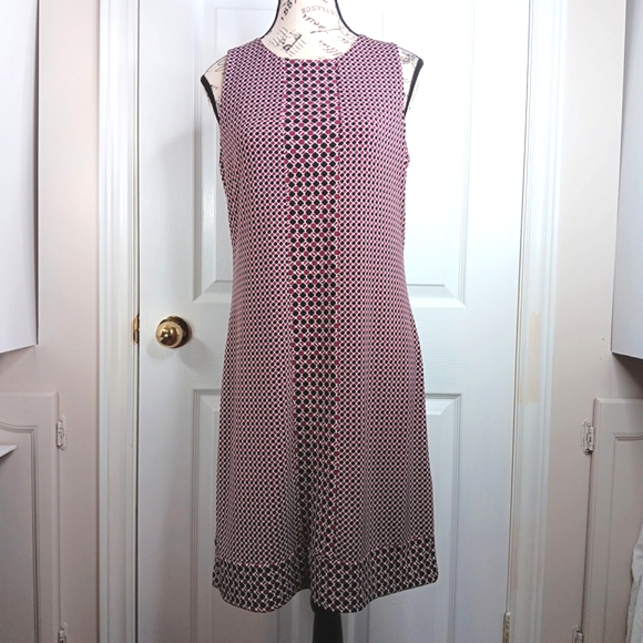 Michael Kors Dresses & Skirts - Michael Kors Sleeveless Midi Dress Women's Size M Burgundy Pink Black Patterned